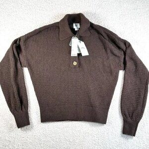 BDG Urban Outfitters Womens Collar Rugby Shirt Sweater Ribbed Brown Medium NWT
